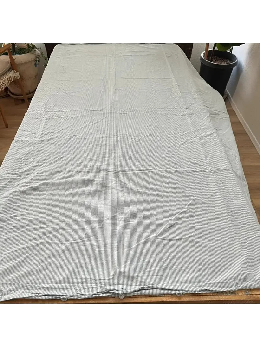 Ikea Bergpalm Duvet Cover Twin Blue/Gray Striped Button Closure 100% Cotton